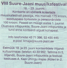 VIII Suure-Jaani muusikafestival