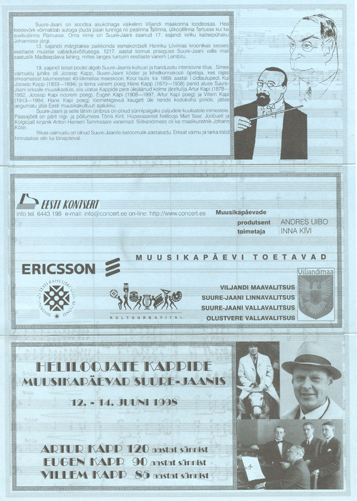 Heliloojate Kappide muusikapäevad Suure-Jaanis 1998 